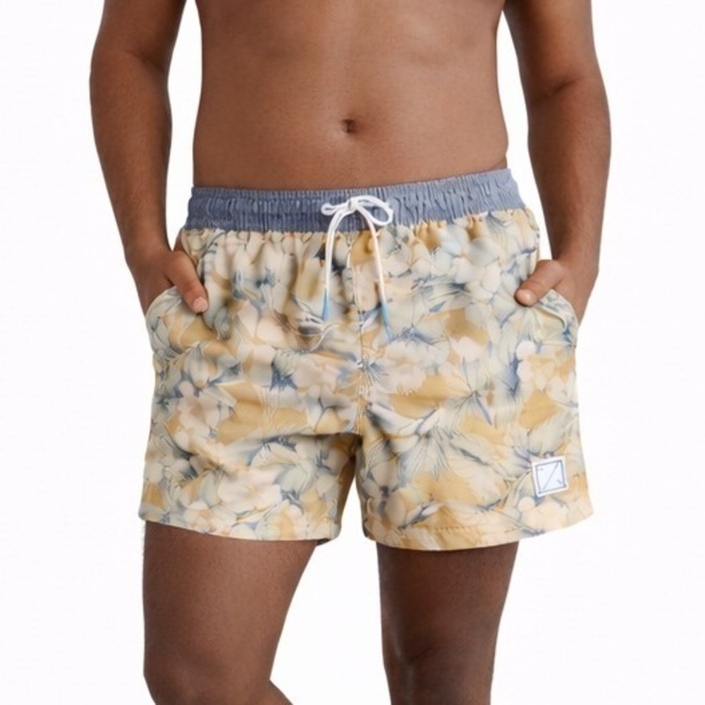 American‎ Eagle Outfitters Mens Swim Trunks Tropical Floral XL Blue Waistband